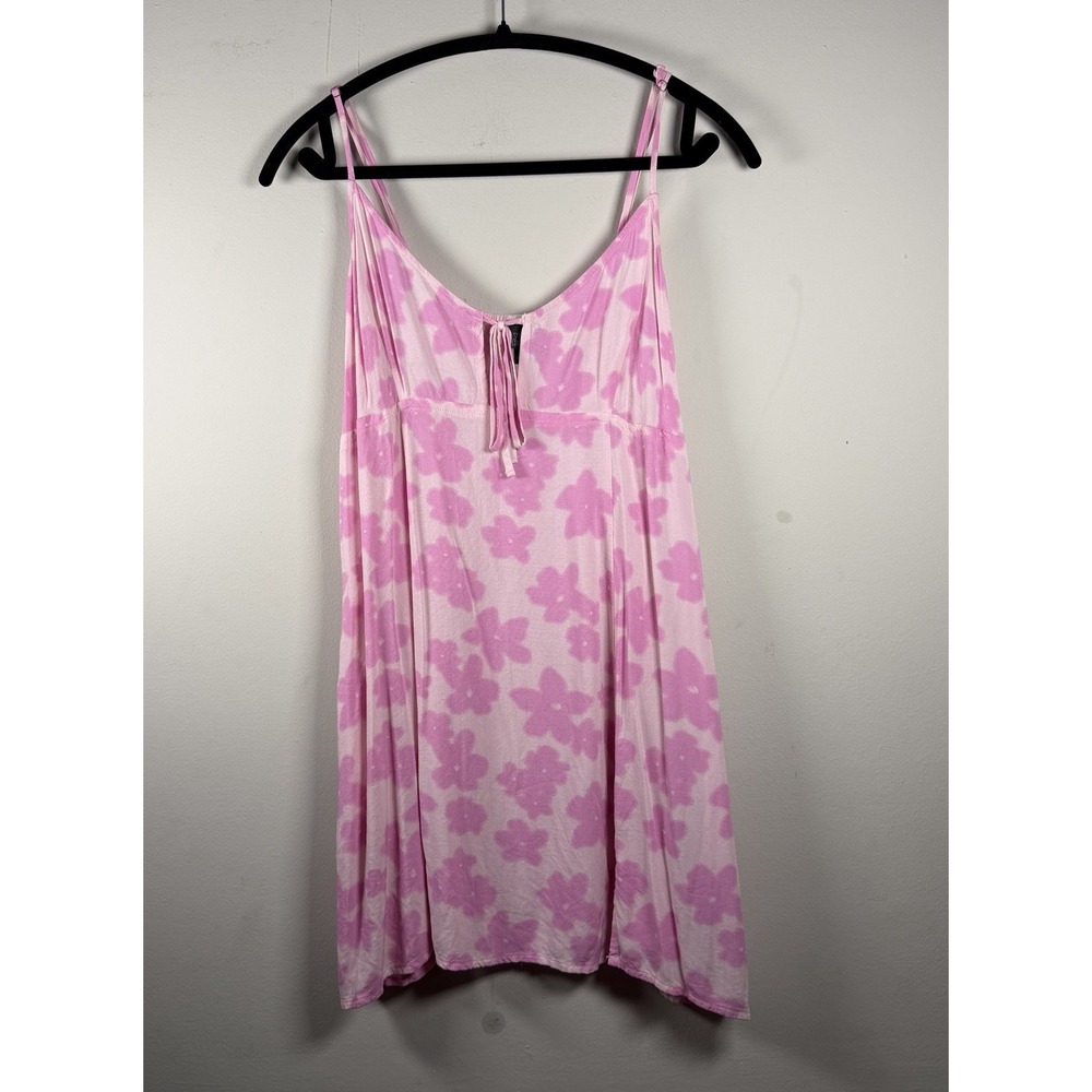Wild Fable Pink Floral‎ Mini XL Sun Dress Tie Front Sleeveless Pockets Summer